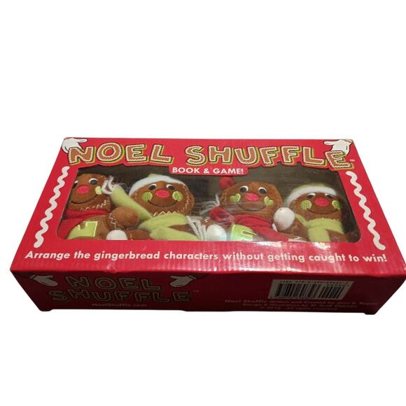 2016 Noel Shuffle Christmas Holiday Storybook & Game 4 Gingerbread Plush Toys - Picture 2 of 3